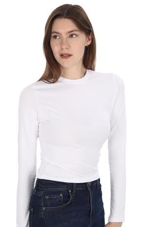 Likralı Pamuk Crop Tişört-Slim Fit 2li Satış-Siyah-Beyaz