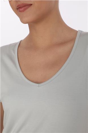 Extra Yumuşak Viscon Tişört-Gri