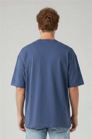 Erkek Oversize Tişört-Lacivert