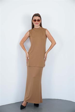 Viskon Kolsuz Tunik-Tarçın