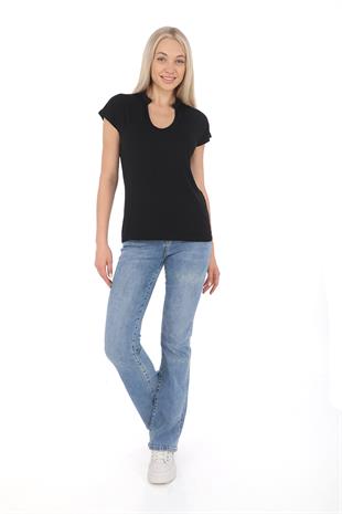 Soft Viskon Bluz-Siyah