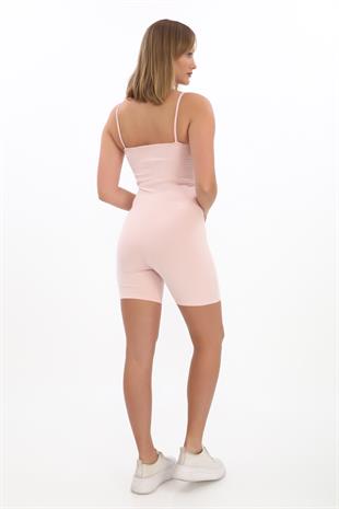 İnce Askılı Body Tulum -Pembe