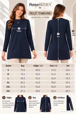 Tesettür Sweatshirt Tunik-Lacivert