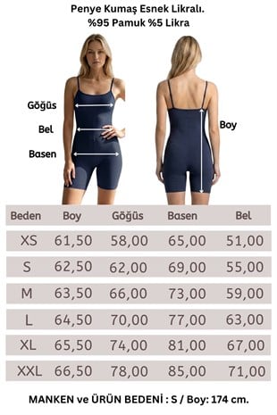Kadın Body İp Askılı Şort Tulum-Lacivert