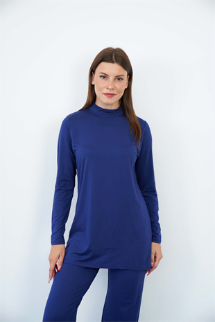 Viskon Tunik ve Pantolon Takım-Lacivert