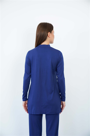 Viskon Tunik ve Pantolon Takım-Lacivert