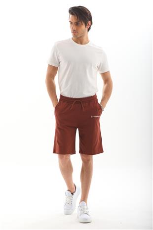 Erkek Regular Fit %100 Pamuk Şort-Kahve