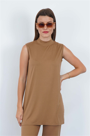 Viskon Kolsuz Tunik-Tarçın