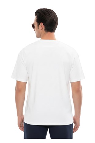 Erkek Oversize Tişört-Beyaz