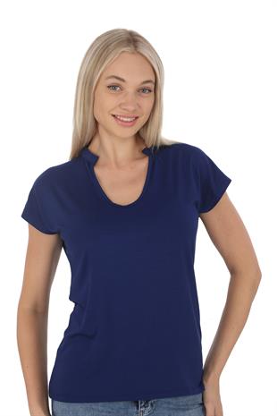 Soft Viskon Bluz-Lacivert