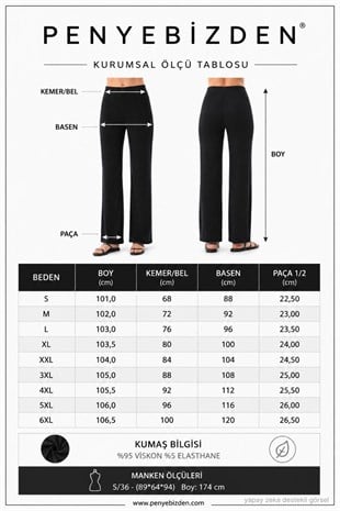 Extra Yumuşak Uzun Viskon Pantolon Home&Outdoor-Siyah