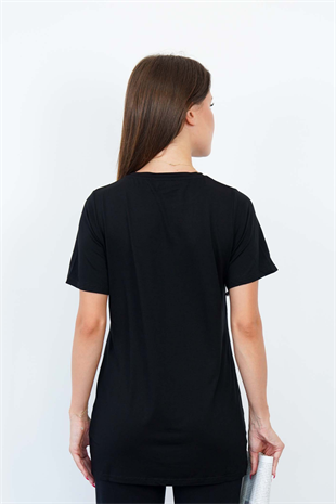 Soft Viskon Uzun Tunik-Siyah