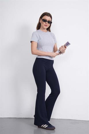 İspanyol Paça Tayt Pantolon-Lacivert