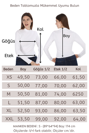 Kadın Modal Dik Yaka Slim Fit Tişört-Beyaz