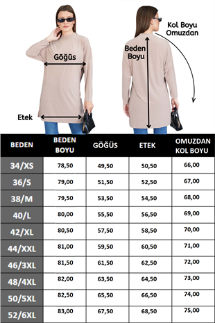 Tesettür Extra Uzun Tunik -Bej