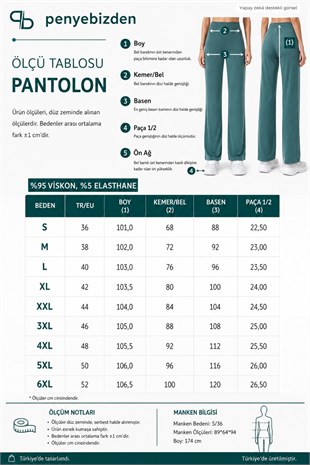  Extra Yumuşak Uzun Viskon Pantolon Home&Outdoor-Petrol Yeşil