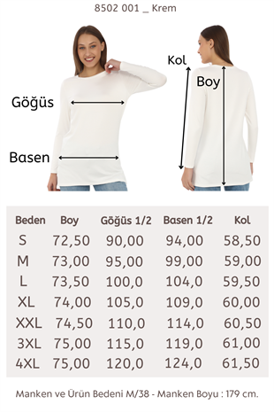 Bisiklet Yaka Viskon Tunik ve Pantolon Takım-Krem