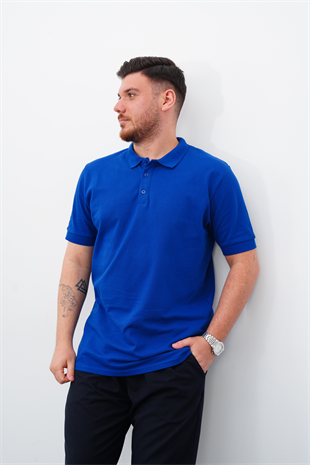 Polo Yaka Kısa Kol-Koyu Mavi