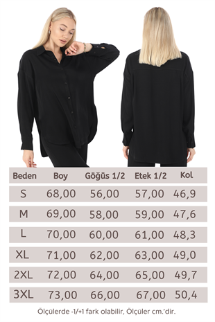 Flosh Viskon Oversize Gömlek-Siyah