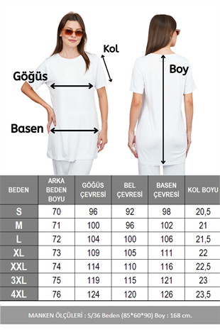 Soft Viskon Uzun Tunik-Beyaz
