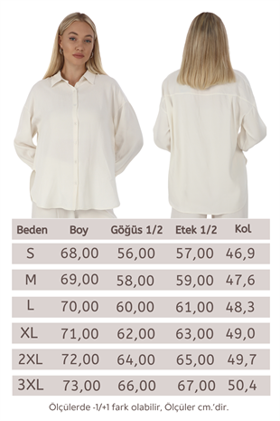 Flosh Viskon Oversize Gömlek-Krem