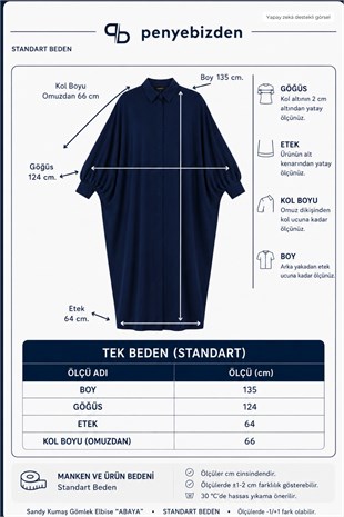 Kadın Sandy Tesettür Gömlek Elbise Abaya-Lacivert