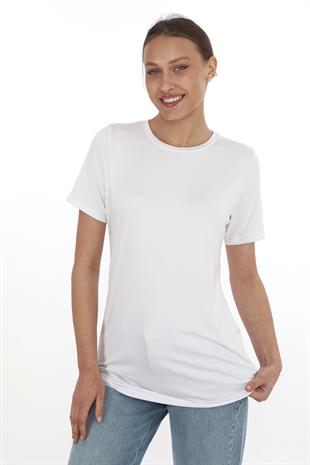 Soft Viskon Uzun Tunik-Beyaz