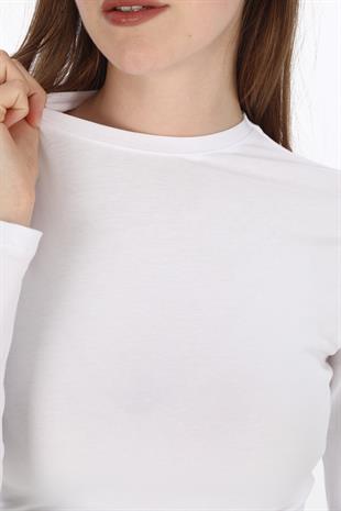 Likralı Pamuk Crop Tişört-Slim Fit 2li Satış-Siyah-Beyaz