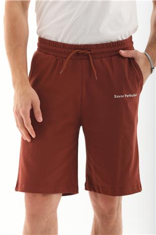 Erkek Regular Fit %100 Pamuk Şort-Kahve