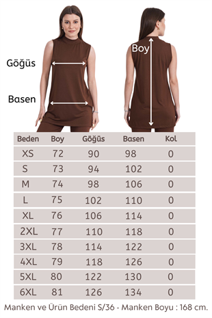 Viskon Kolsuz Tunik-Kahverengi