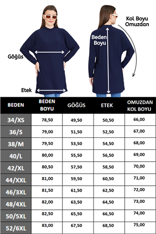 Tesettür Extra Uzun Tunik -Lacivert