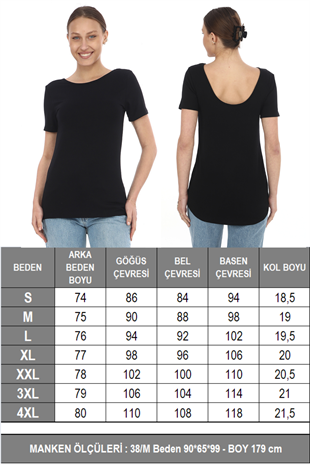 Sırt Dekolte Rahat Viskon Tunik-Siyah