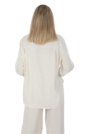 Flosh Viskon Oversize Gömlek-Krem