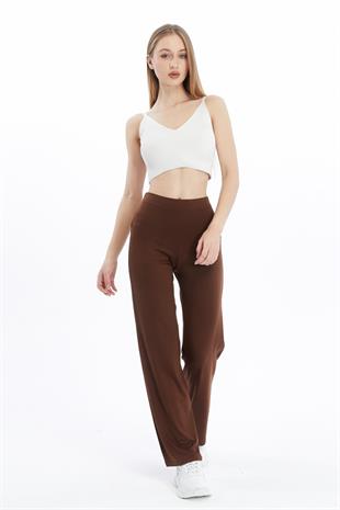  Extra Yumuşak Uzun Viskon Pantolon Home&Outdoor-Kahverengi