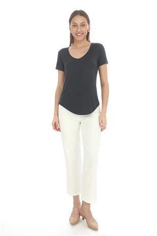 Extra Yumuşak Viscon Tişört-Füme