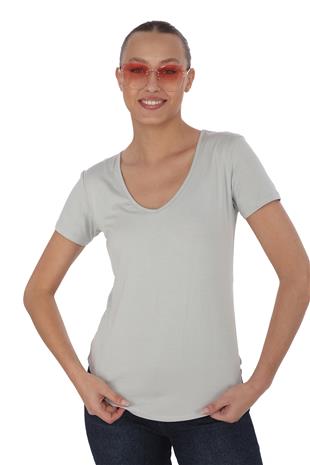 Extra Yumuşak Viscon Tişört-Gri
