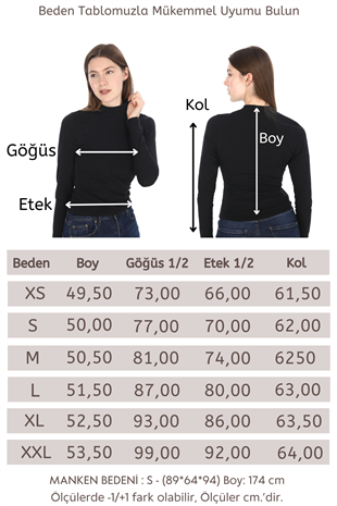 Dik Yaka Penye Tişört-Siyah