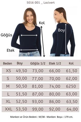 V Yaka Slim Fit Tişört-Lacivert