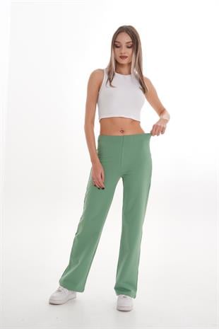 Pamuk 2 İplik likra Eşofman Alt-Mint Yeşili