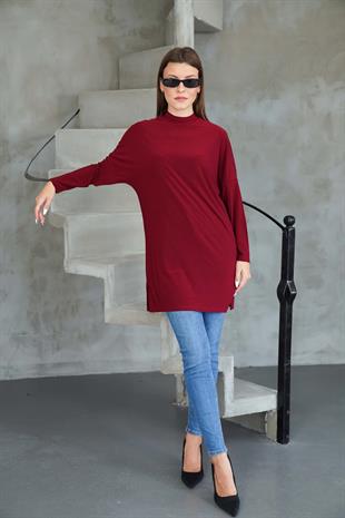 Tesettür Extra Uzun Tunik -Bordo