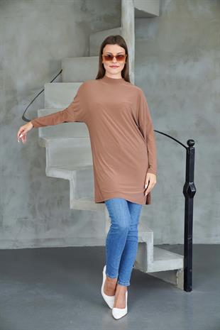 Tesettür Extra Uzun Tunik -Tarçın