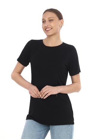 Soft Viskon Uzun Tunik-Siyah-Beyaz