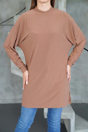 Tesettür Extra Uzun Tunik -Tarçın