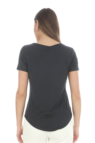 Extra Yumuşak Viscon Tişört-Füme