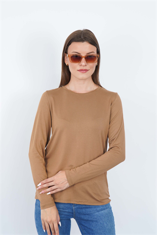 Kadın Viskon Tişört -Tarçın