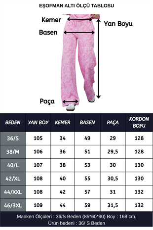 Oversize Sweatshirt & Geniş Paça Eşofman Altı Takım-Pembe Baskılı