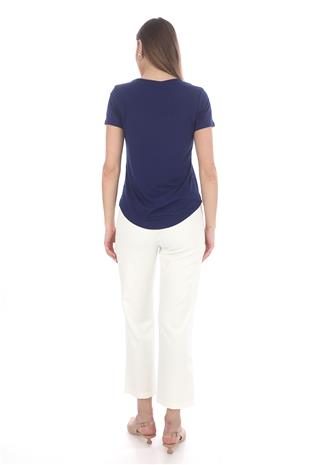 Extra Yumuşak Viscon Tişört-Lacivert