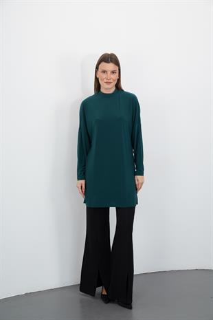 Tesettür Extra Uzun Tunik-Zümrüt Yeşil
