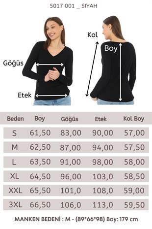 Yumuşak, Rahat ve Şık Viskon V Yaka Tişört-Siyah