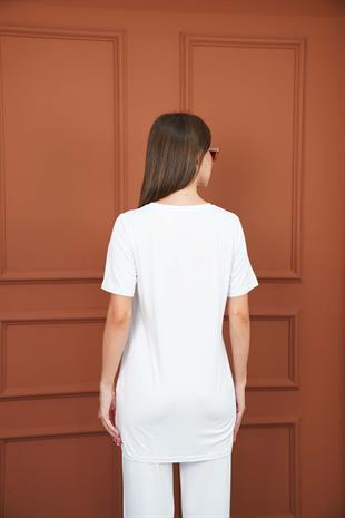 Tunik & Pantolon Takım-Beyaz